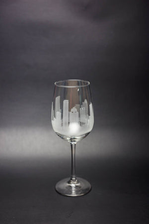 Houston Skyline Wine Glass Barware - Urban and Etched