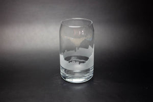Marseille Skyline Glass Can  Iced Coffee Cup - Urban and Etched