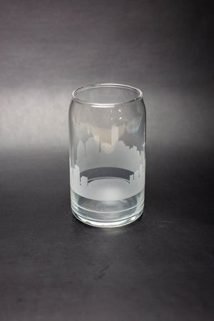 Toronto Skyline Glass Can  Iced Coffee Cup - Urban and Etched