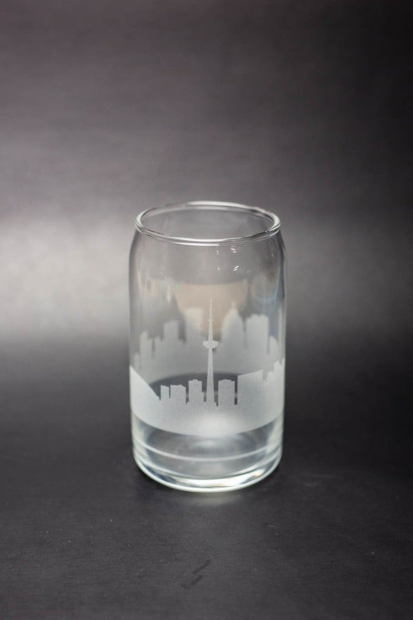 Toronto Skyline Glass Can  Iced Coffee Cup - Urban and Etched