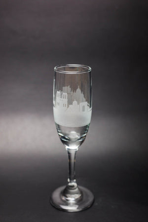 Paris Skyline Champagne Flute  Barware - Urban and Etched