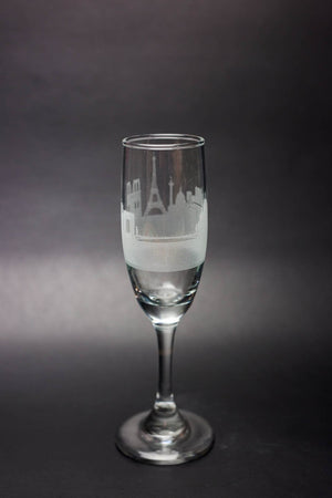Paris Skyline Champagne Flute  Barware - Urban and Etched