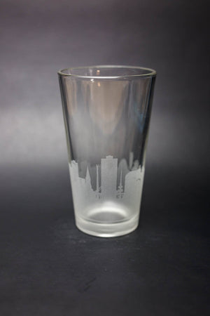 Canberra Skyline Pint Glass - Canberra Beer Glass - Etched Gift - Panoramic City Design - Urban and Etched