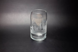 World Landmark Skyline Glass Can Coffee Cup - Urban and Etched