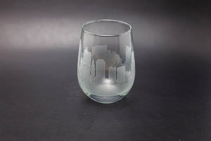 Kansas City Skyline Wine Glass Barware - Urban and Etched