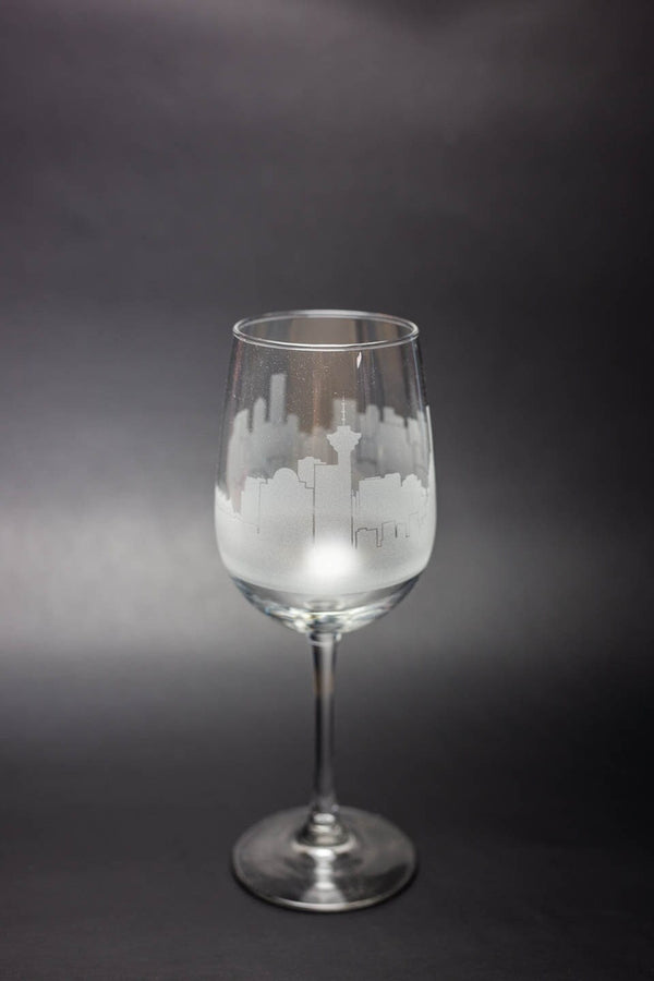 Vancouver Skyline Wine Glass Barware - Urban and Etched