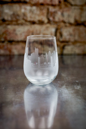 Sacramento Skyline Wine Glass Barware - Urban and Etched