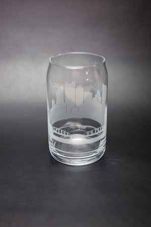 Pittsburgh Skyline Glass Can Coffee Cup - Urban and Etched