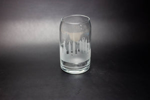 World Landmark Skyline Glass Can Coffee Cup - Urban and Etched