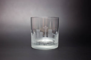 Seattle Skyline Rocks Glass Barware - Urban and Etched