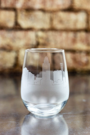 Lincoln Skyline Wine Glass Barware - Urban and Etched