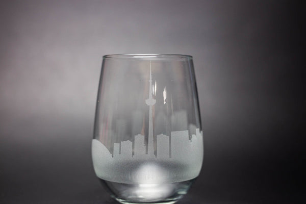 Toronto Skyline Wine Glass Barware - Urban and Etched