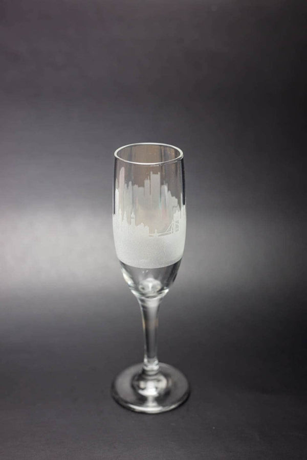 Boston Skyline Champagne Flute  Barware - Urban and Etched