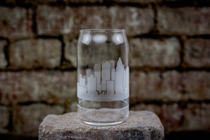 Charlotte Skyline Glass Can Coffee Cup - Urban and Etched
