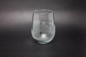 Bordeaux Skyline Wine Glass and Stemless Wine Glass Etched Gift - Panoramic City Design - Urban and Etched