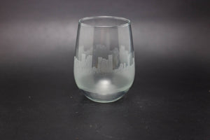 Tel Aviv Skyline Wine Glass and Stemless Wine Glass Etched Gift - Panoramic City Design - Urban and Etched
