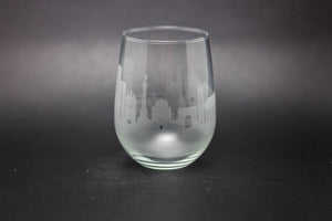 Bordeaux Skyline Wine Glass and Stemless Wine Glass Etched Gift - Panoramic City Design - Urban and Etched