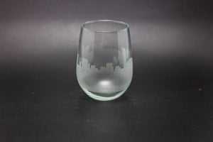 Tel Aviv Skyline Wine Glass and Stemless Wine Glass Etched Gift - Panoramic City Design - Urban and Etched