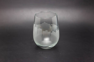 Syracuse Skyline Wine Glass and Stemless Wine Glass Etched Gift - Panoramic City Design - Urban and Etched