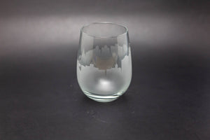 Syracuse Skyline Wine Glass and Stemless Wine Glass Etched Gift - Panoramic City Design - Urban and Etched