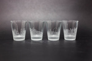 London Skyline Shot Glasses - Set of 4- Etched 2 oz. Shot Glasses - Urban and Etched