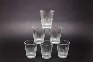 New York City (NYC) Skyline Shot Glasses - Set of 4- Etched 2 oz. Shot Glasses - Urban and Etched
