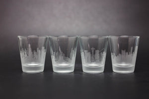 Chicago Skyline Shot Glasses - Set of 4- Etched 2 oz. Shot Glasses - Urban and Etched