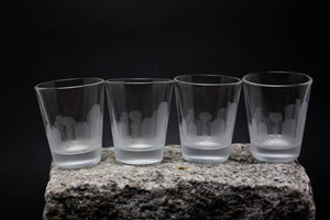 Dallas, Texas Skyline Shot Glasses - Set of 4- Etched 2 oz. Shot Glasses