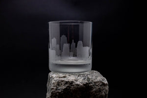 Kansas City, Missouri Skyline Etched Rocks Glass Barware
