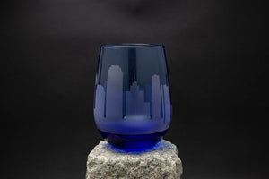Dallas, Texas Skyline Blue Stemless Wine Glass Barware