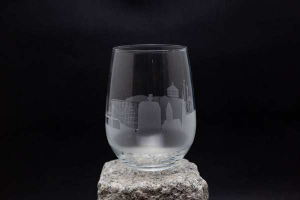 Gothenburg, Sweden Skyline Wine Glass and Stemless Wine Glass Barware