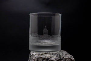 Columbia, Missouri Skyline Etched Rocks Glass Barware