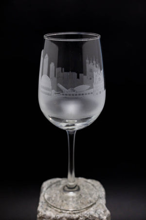 Lyon, France Skyline Wine Glass and Stemless Wine Glass Etched Barware