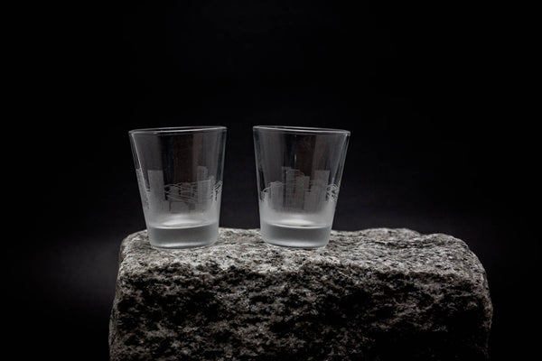 Denver, Colorado Skyline Shot Glasses - Set of 4 - Etched 2 oz. Shot Glasses