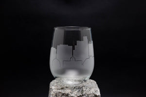 Reno, Nevada Skyline Wine Glass and Stemless Wine Glass Barware