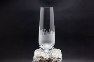 London, England Etched Stemless Champagne Flute Barware